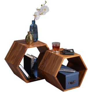 Tables Gigogne Bois Massif Table D'appoint Lot De 2 Table Basse Ensemble Sheesham