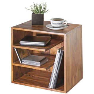 Table D'appoint Bois Massif 43x43x30 Cm Bout De Canapé Table De Salon