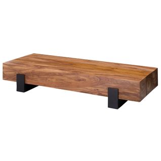 Table Basse De Salon 115 Cm Bois Massif Moderne Rectangulaire Marron