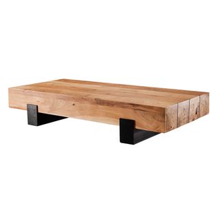 Table Basse De Salon 130 Cm Bois Massif Moderne Rectangulaire Marron
