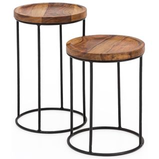 Tables Gigogne Bois Massif Table D'appoint Lot De 2 Table Basse Ensemble Sheesham