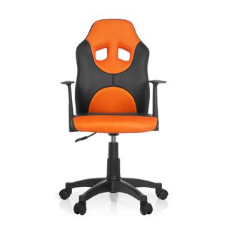 Chaise Pivotante Pour Des Enfants Kid Game Al Simili Noir/orange Accoudoirs Compris