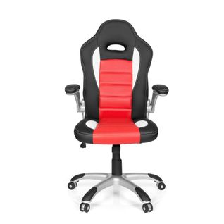 Fauteuil Gamer Game Sport Simili Blanc/noir/rouge Accoudoirs Fournis, Surface Toucher Doux