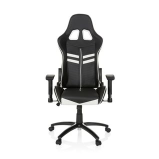Fauteuil Gamer League Pro Simili Noir/blanc Avec Accoudoirs (réglables En Hauteur)