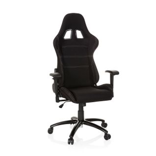 Fauteuil Gamer Game Force Tissu Noir Avec Accoudoirs (réglables En Hauteur)