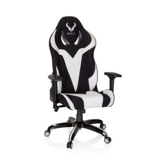 Fauteuil Gamer Promoter Ii Tissu Noir/blanc Avec Accoudoirs (réglables En Hauteur)