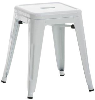 Tabouret Bas Au Style Industriel Armin Métal Blanc