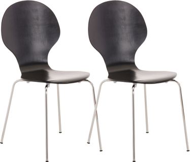 Lot De 2 Chaises Empilables En Bois Diego Noir