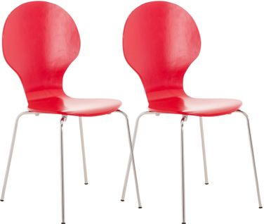 Lot De 2 Chaises Empilables En Bois Diego Rouge