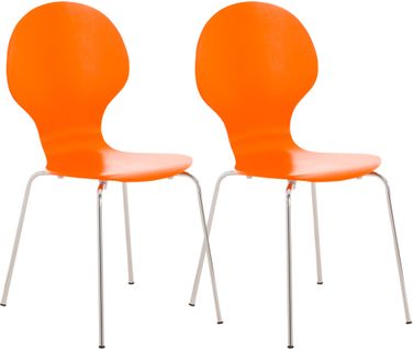 Lot De 2 Chaises Empilables En Bois Diego Orange