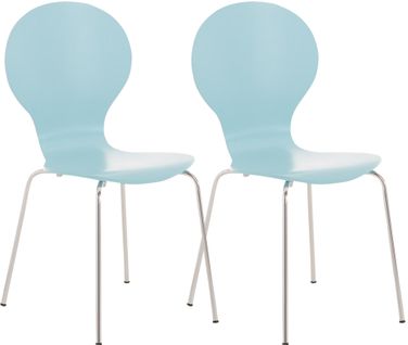 Lot De 2 Chaises Empilables En Bois Diego Bleu Clair