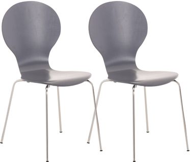 Lot De 2 Chaises Empilables En Bois Diego Gris