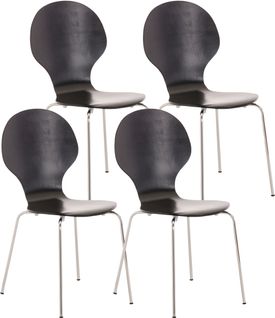 Lot De 4 Chaises Empilables En Bois Diego Noir
