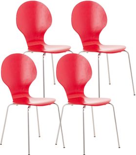 Lot De 4 Chaises Empilables En Bois Diego Rouge