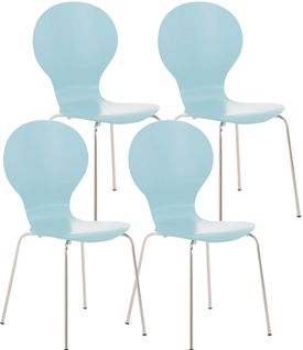 Lot De 4 Chaises Empilables En Bois Diego Bleu Clair
