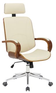 Fauteuil De Bureau Dayton En Similicuir Ajustable Et Pivotant Noyer / Crème
