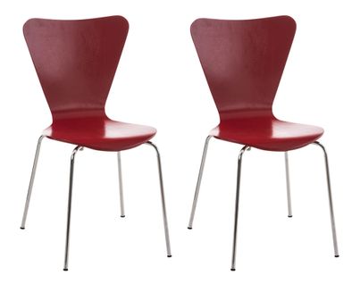 Lot De 2 Chaises Empilables Calisto Rouge