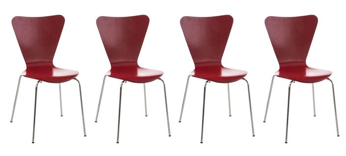 Lot De 4 Chaises Empilables Calisto Rouge
