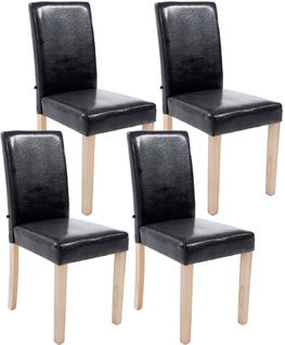Lot De 4 Chaises De Salle À Manger Ina Similicuir Avec Pieds En Bois Noir /nature