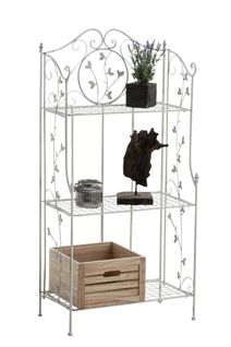 Etagère Pliable En Fer Reus Avec 3 Espaces De Rangement Blanc Antique