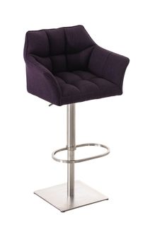 Tabouret De Bar Damaso En Tissu Violet/acier Inoxydable