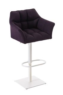 Tabouret De Bar Damaso En Tissu Violet/blanc