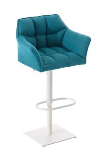 Tabouret De Bar Damaso En Tissu Turquoise/blanc