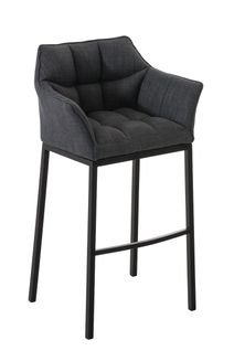 Tabouret De Bar Damaso En Tissu Avec 4 Pieds Gris Foncé/noir