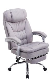 Fauteuil De Bureau Troy En Tissu Avec Repose-pieds Gris