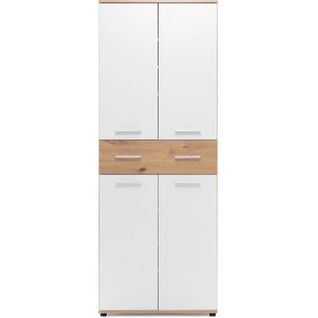 Meuble à Chaussures 24 Paires Jacky 42 - Chêne Artisan / Blanc - 70 X 185 X 35 Cm