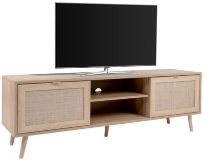 Meuble TV 2 Portes L150 Cm - Impression Effet Rotin