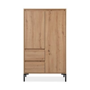 Buffet Haut 2 Portes 2 Tiroirs Effet Bois - L81 X H139 Cm
