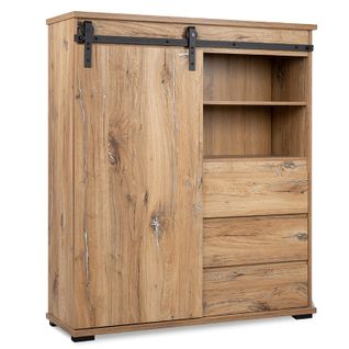 Buffet Haut 1 Porte Coulissante 3 Tiroirs Manzano