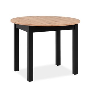 Table Ronde Extensible 100/140 Cm Chêne Artisan/noir Coburg - Naturel