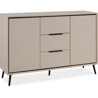 Buffet - Arona 01b - Beige / Noir - 2 Portes, 3 Tiroirs - 135 X 90 X 38 Cm