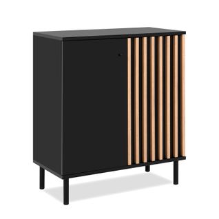 Buffet Petit Modèle 2 Portes Noir Et Bois Monza