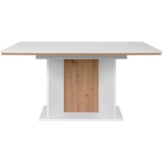 Table Extensible - Rectangulaire - 10 Personnes - 160/200 X 76 X 90 Cm - Blanc / Chene Artisan