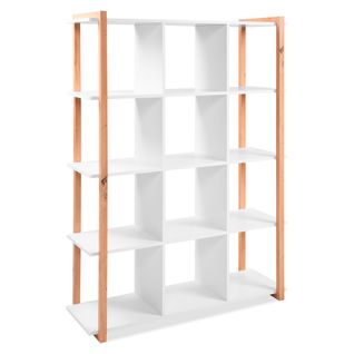 Bibliothèque 5 étagères MAELYS imitation chêne et blanc