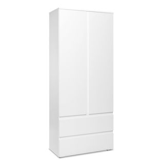 Armoire 2 portes 2 tiroirs L. 80 cm LUMIA blanc