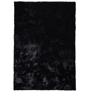 Tapis En Fourrure Plush 70x140cm Noir