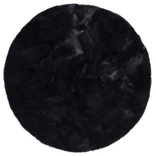 Tapis En Fourrure Plush Rond 120cm Noir