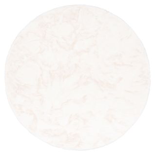 Tapis En Fourrure Plush Rond 120cm Blanc