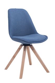 Chaise De Salle À Manger Troyes Pivotante En Tissu Piètement Carré Bleu/nature