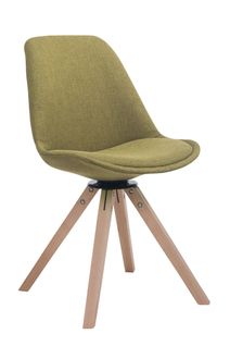 Chaise De Salle À Manger Troyes Pivotante En Tissu Piètement Carré Vert/nature