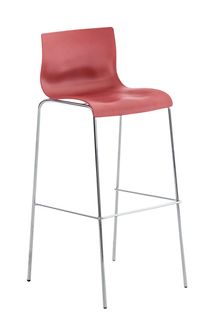 Tabouret De Bar Hoover 4 Pieds - Assise Plastique Rouge/chrome