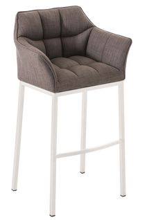 Tabouret De Bar Damaso En Tissu Avec 4 Pieds Gris/blanc