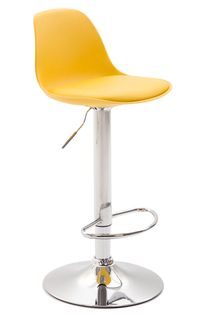 Tabouret De Bar Kiel Similicuir Et Coque En Plastique Jaune/chrome