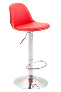Tabouret De Bar  Kiel Assise Et Dossier Rembourrés Similicuir Rouge/chrome