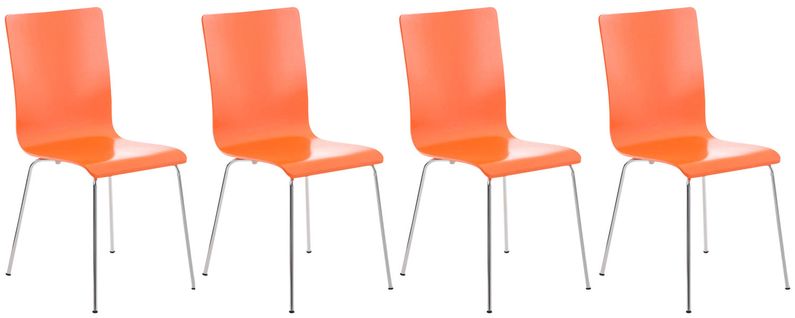 Lot De 4 Chaises Visiteur Pepe En Bois Orange