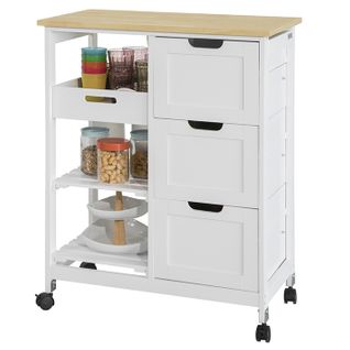 Chariot De Service Desserte Cuisine à Roulettes Table Rangement Fkw79-w